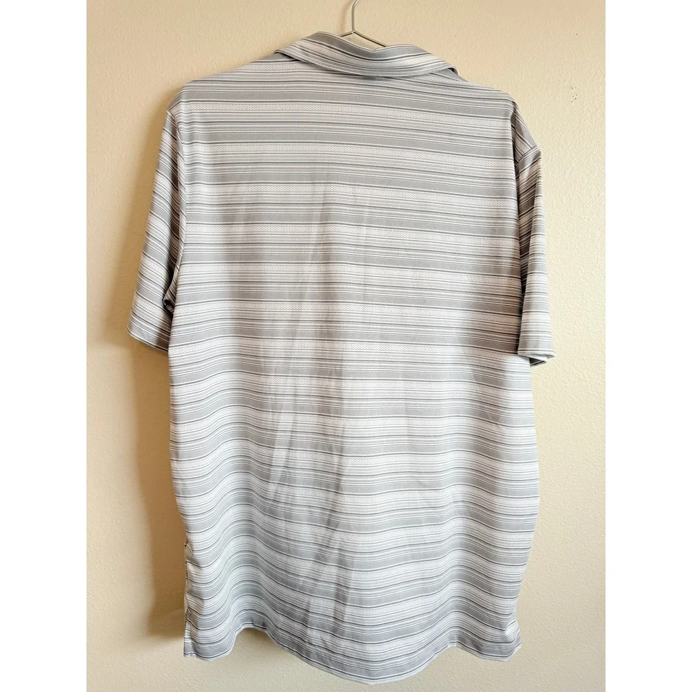 Adidas‎ Polo Shirt Men XL Grey Primegreen Striped Golf Performance GM0235